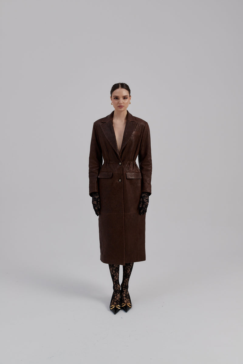 Płaszcz Mary / brąz z efektem gniecenia