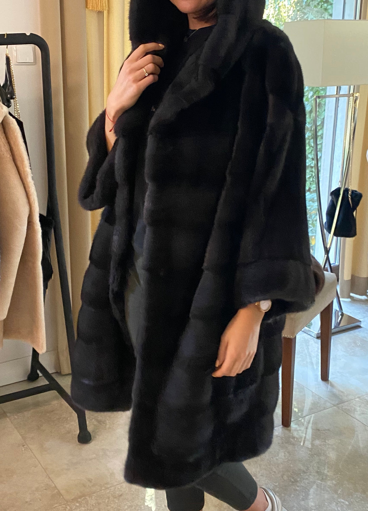 Futro z norek z kapturem / aurora