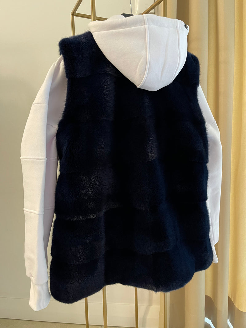 Kamizelka z norek V-neck / granatowa