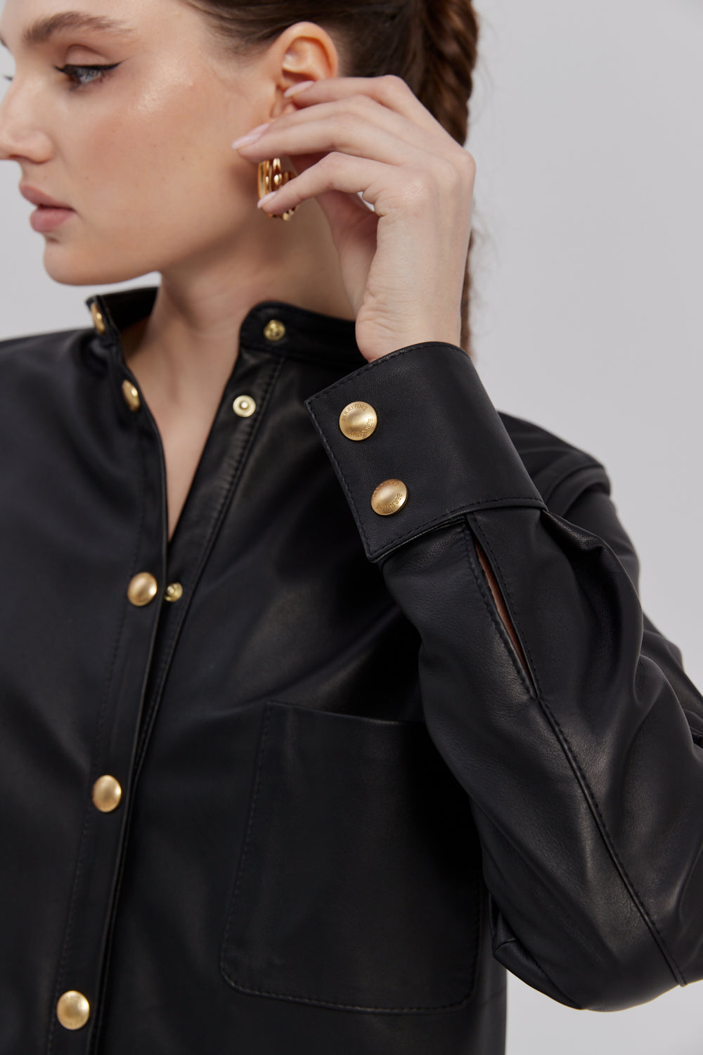 Koszula ze skóry Anna / czarna