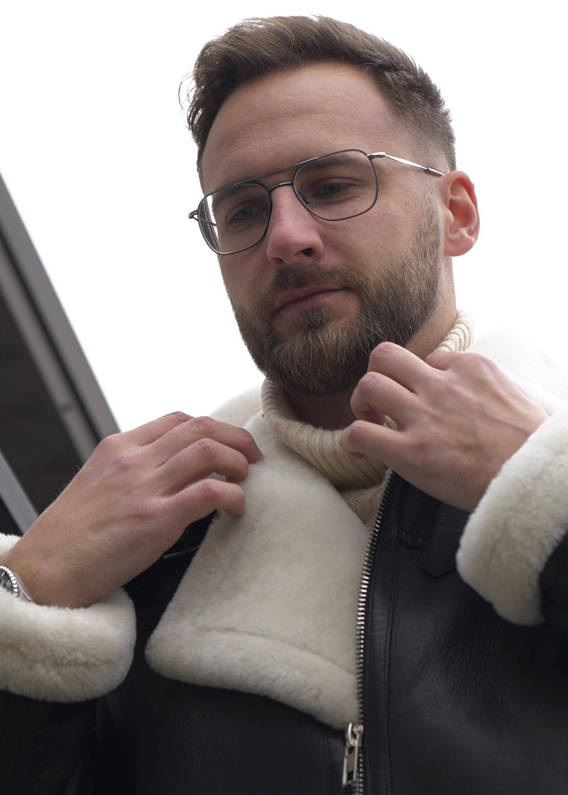 Kożuch Nicolas typu pilotka / czarny