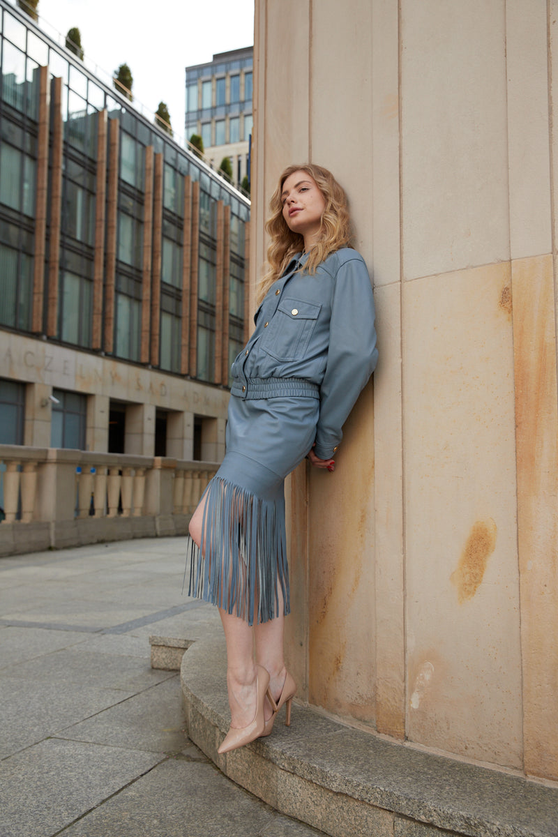 Spódnica z frędzlami / błękit