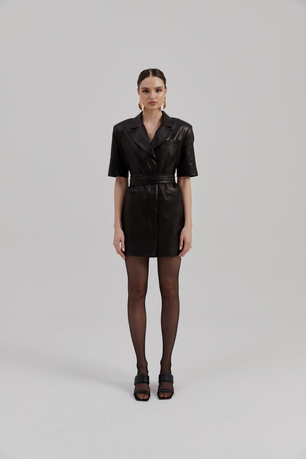 Sukienka ze skóry Rachel / czarna