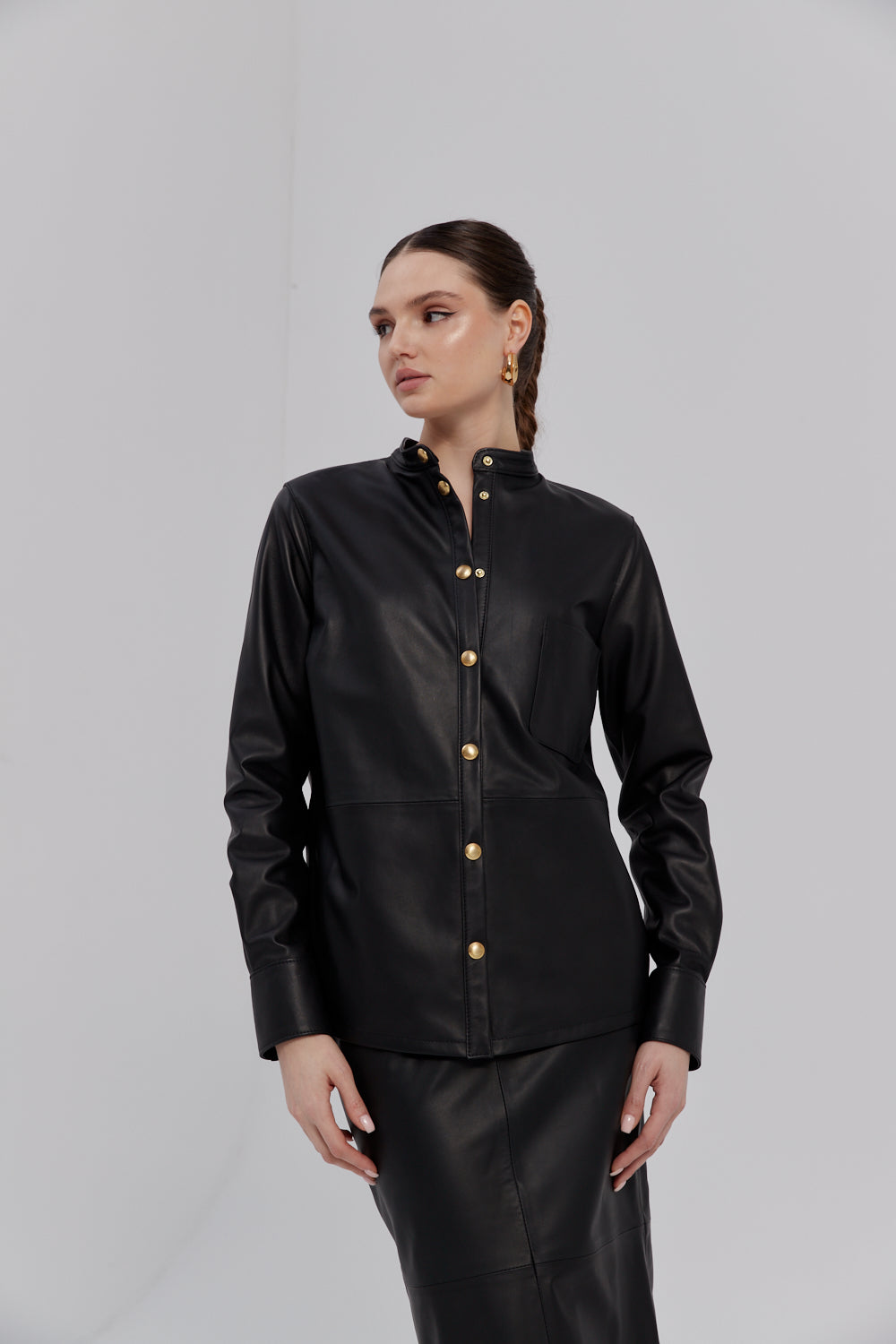 Koszula ze skóry Anna / czarna