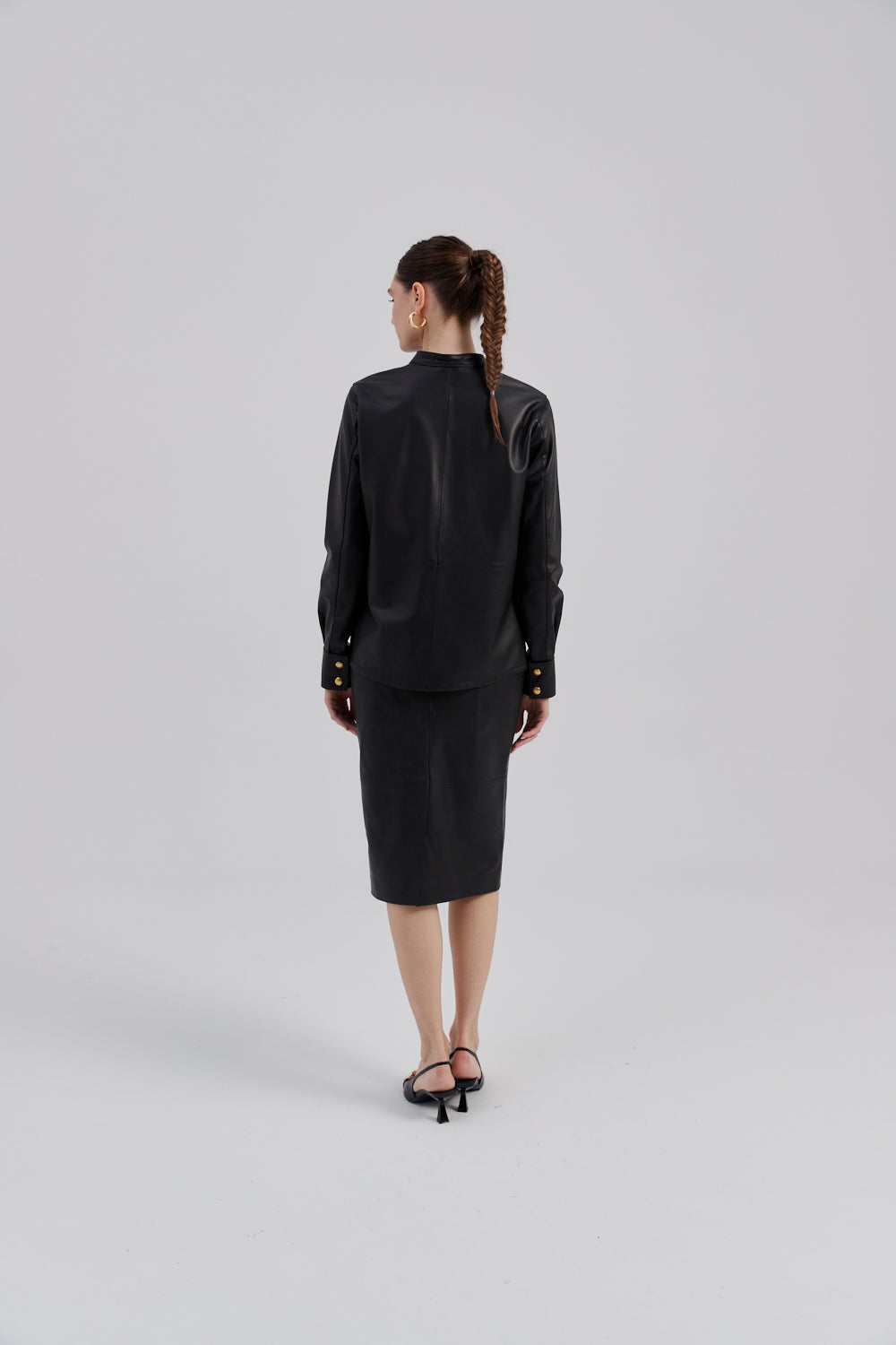 Koszula ze skóry Anna / czarna