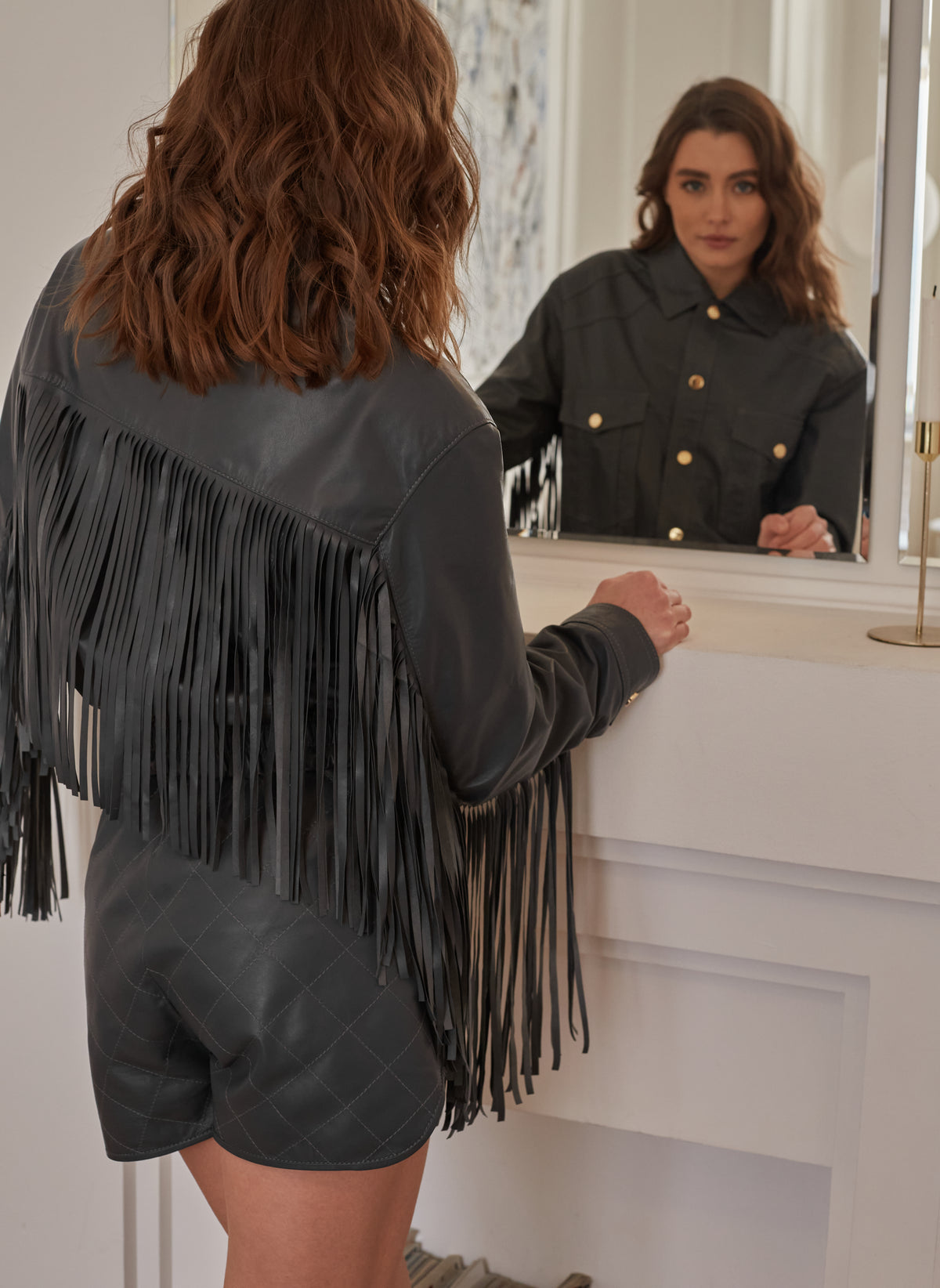 Szorty ze skóry / grafit