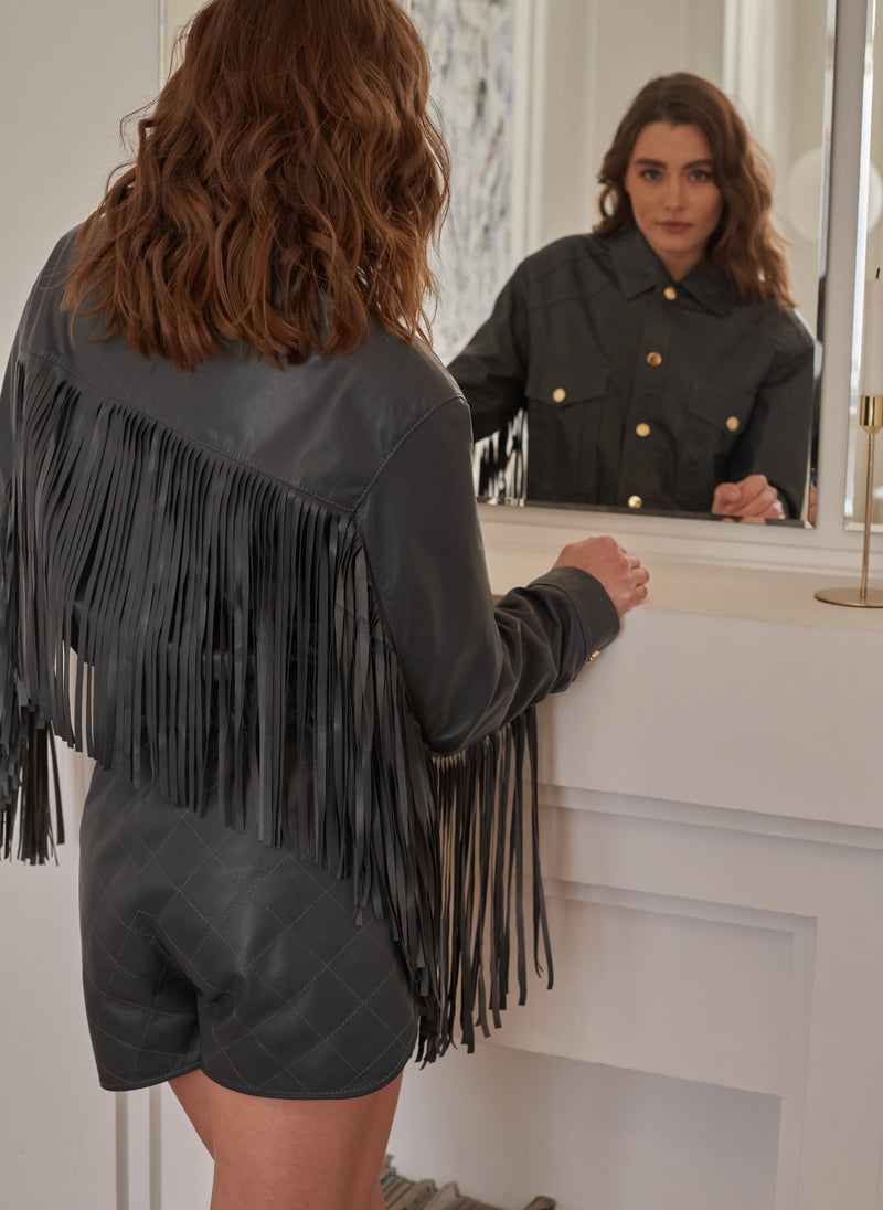 Szorty ze skóry / grafit