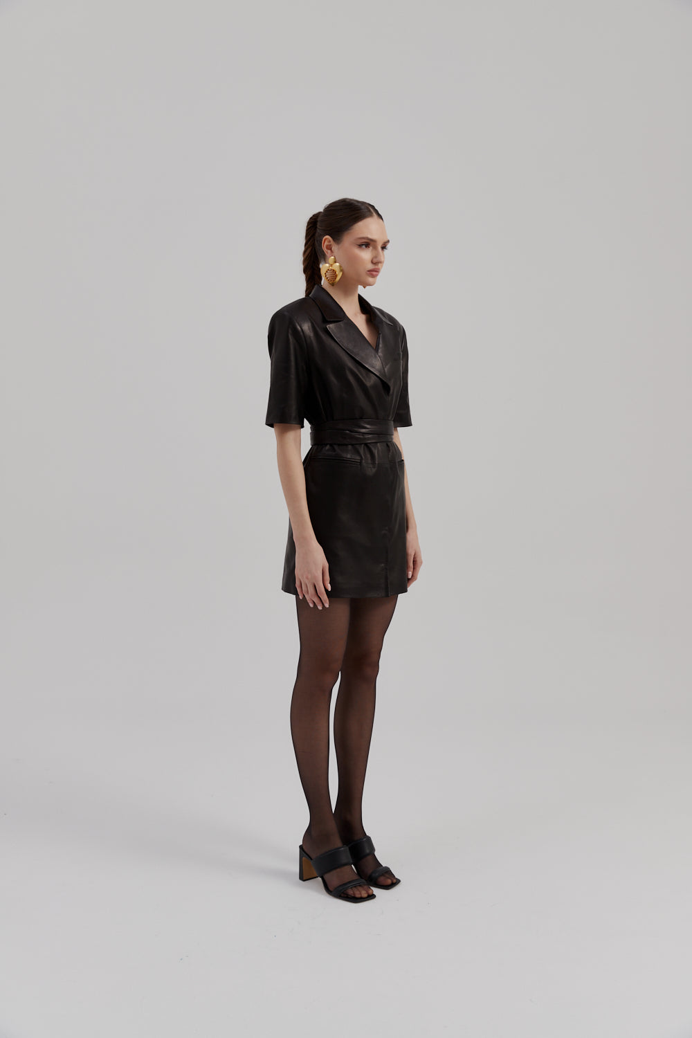 Sukienka ze skóry Rachel / czarna