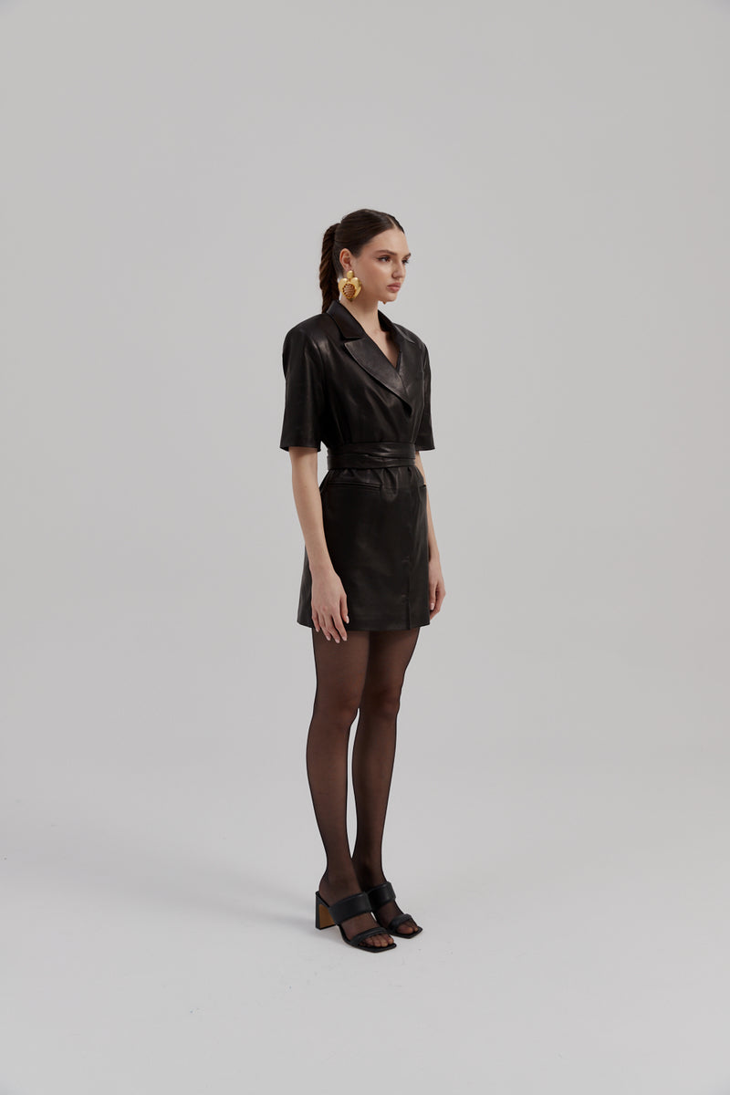 Sukienka ze skóry Rachel / czarna