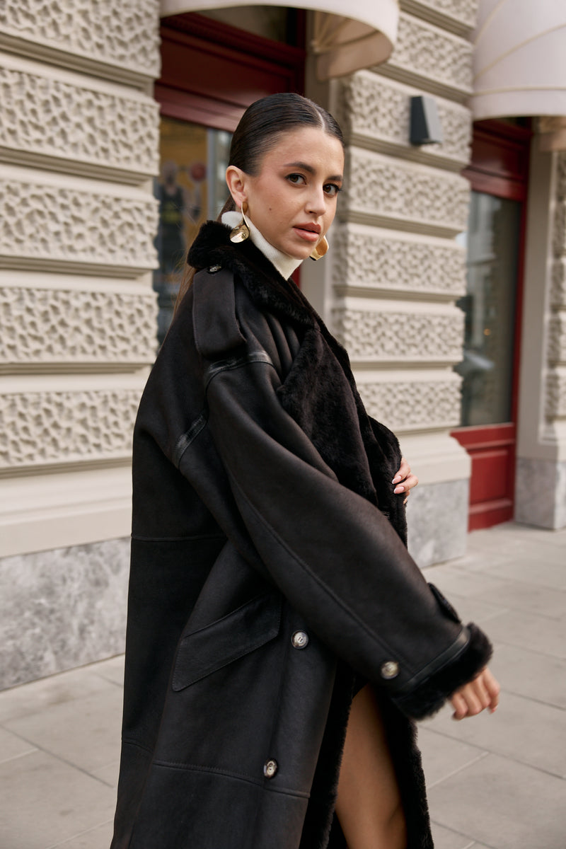 Kożuch overize Noah / chocolate