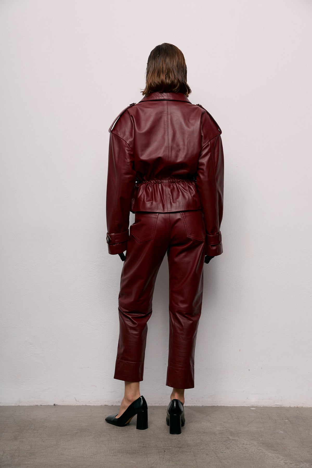 Spodnie z wysokim stanem / cherry