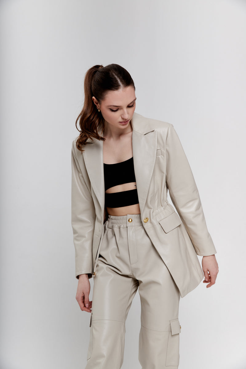 Marynarka ze skóry Tamar / off-white