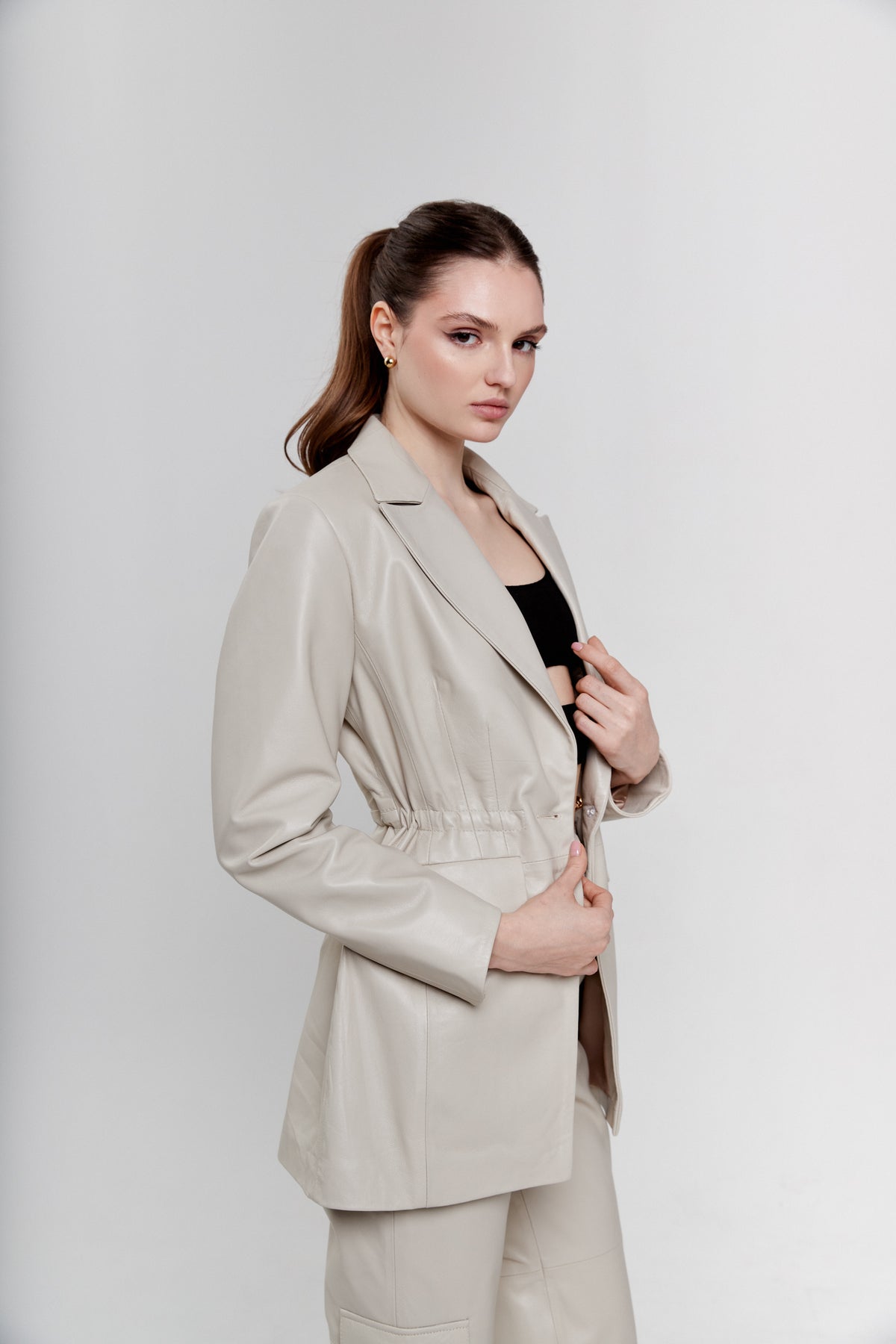 Marynarka ze skóry Tamar / off-white