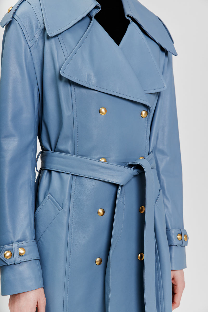 Trencz ze skóry Uriel / błękit