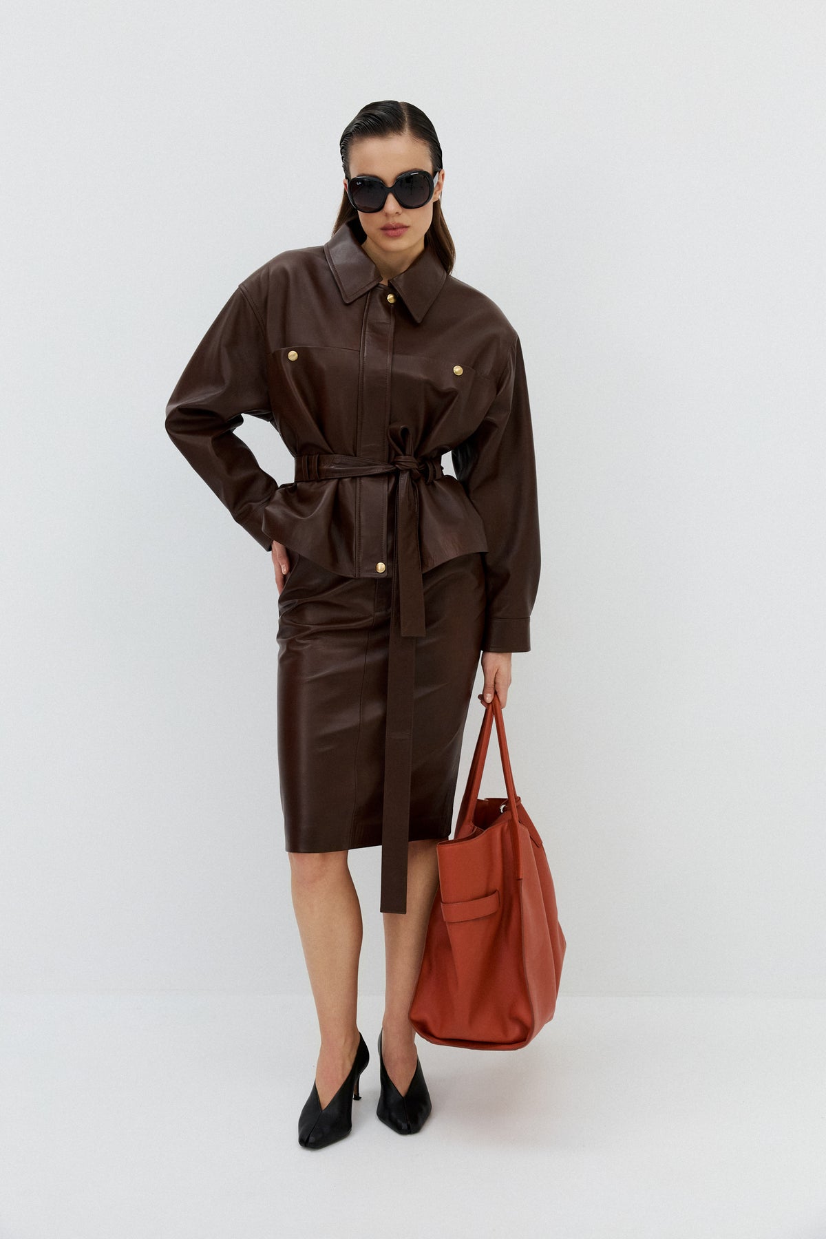 Spódnica midi / brąz