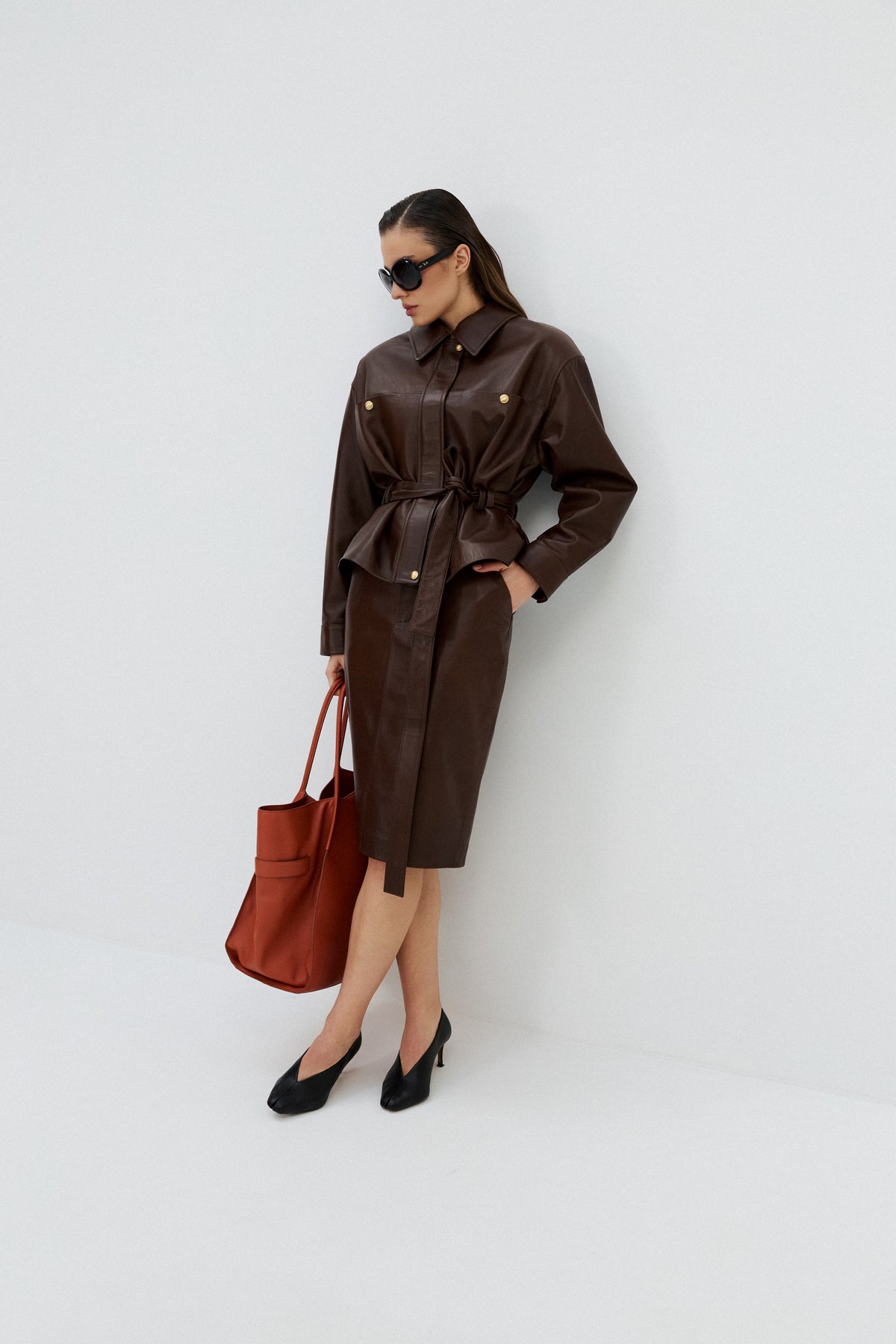 Spódnica midi / brąz