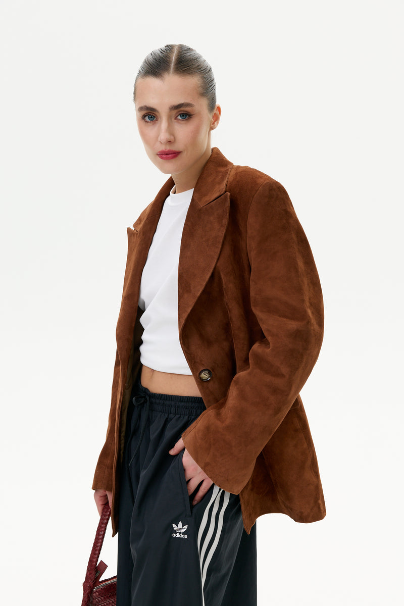 Marynarka Hagar / zamsz brąz