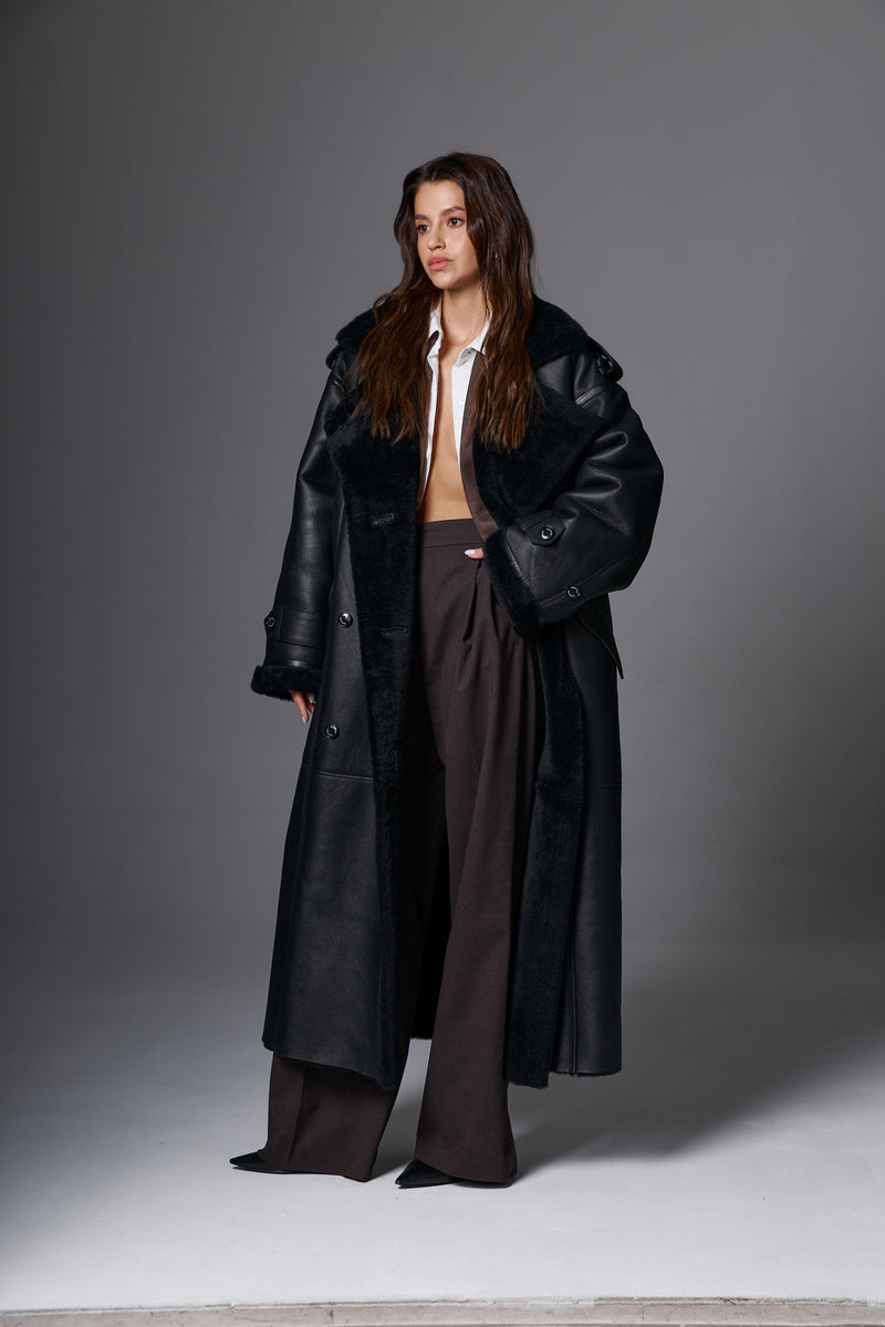 Kożuch oversize Noah / czarny