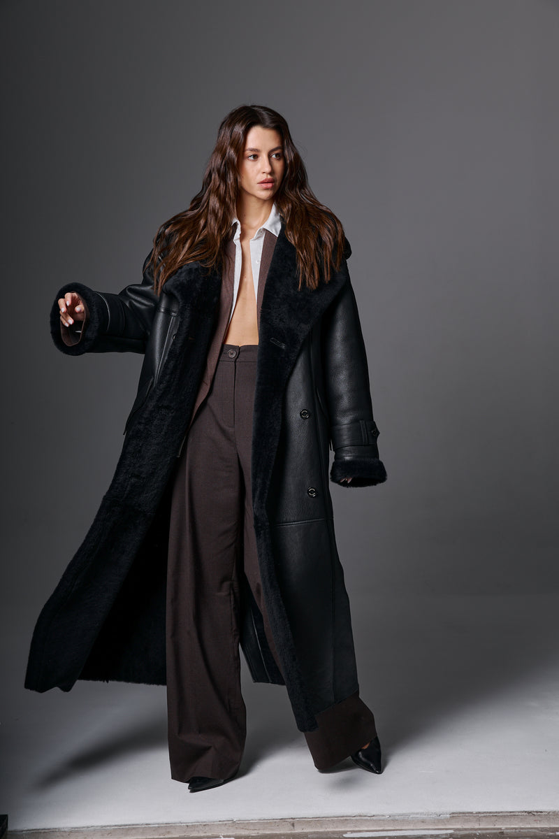 Kożuch oversize Noah / czarny