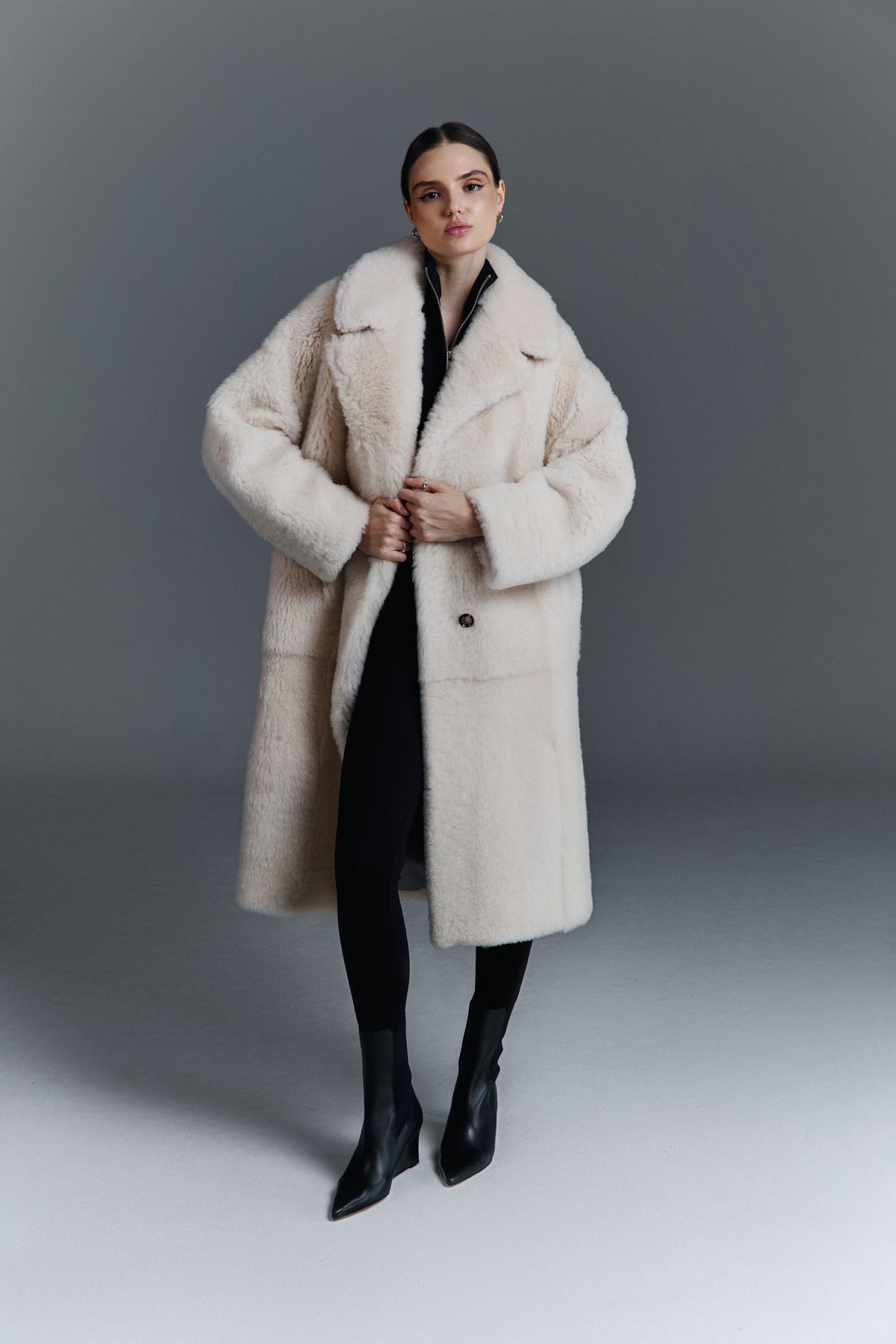 Kożuch dwurzędowy Peter / cream