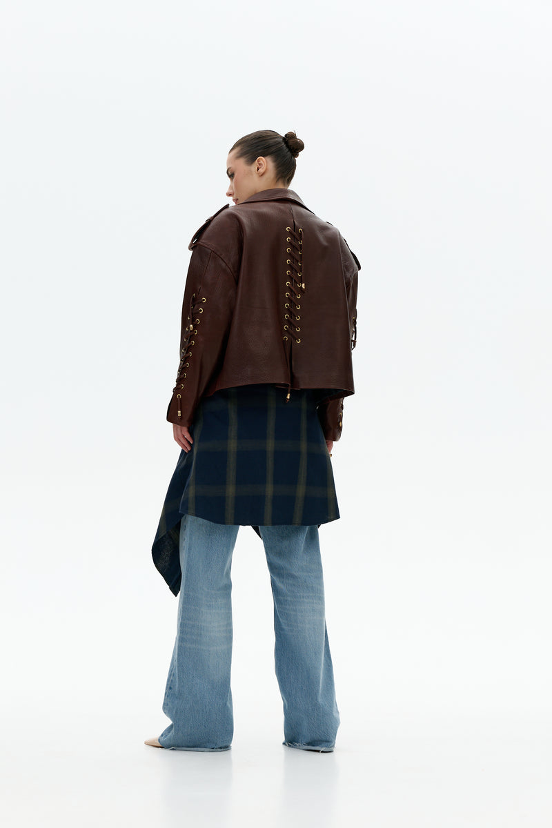 Ramoneska ze sznurowaniem / brąz texture