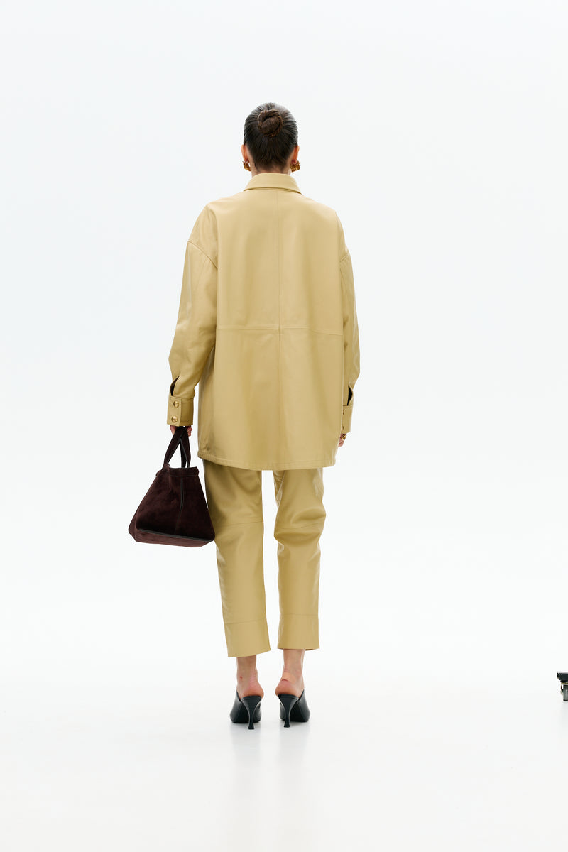 Spodnie z wysokim stanem / butter yellow