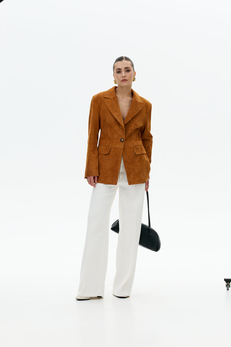 Marynarka Hagar / rudy zamsz