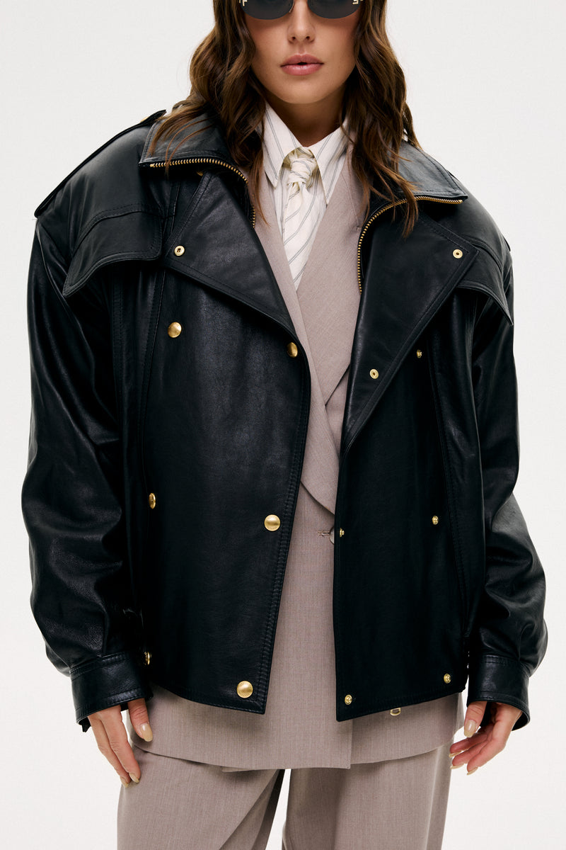 Kurtka oversize Delila / czarny półmat