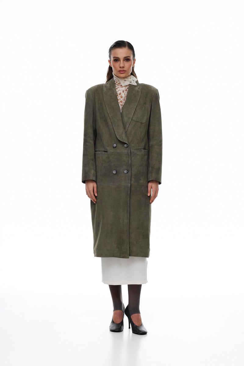 Płaszcz z zamszu Elise / oliwka