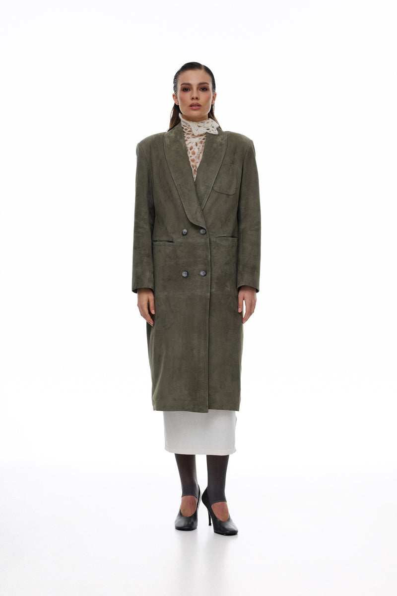 Płaszcz z zamszu Elise / oliwka