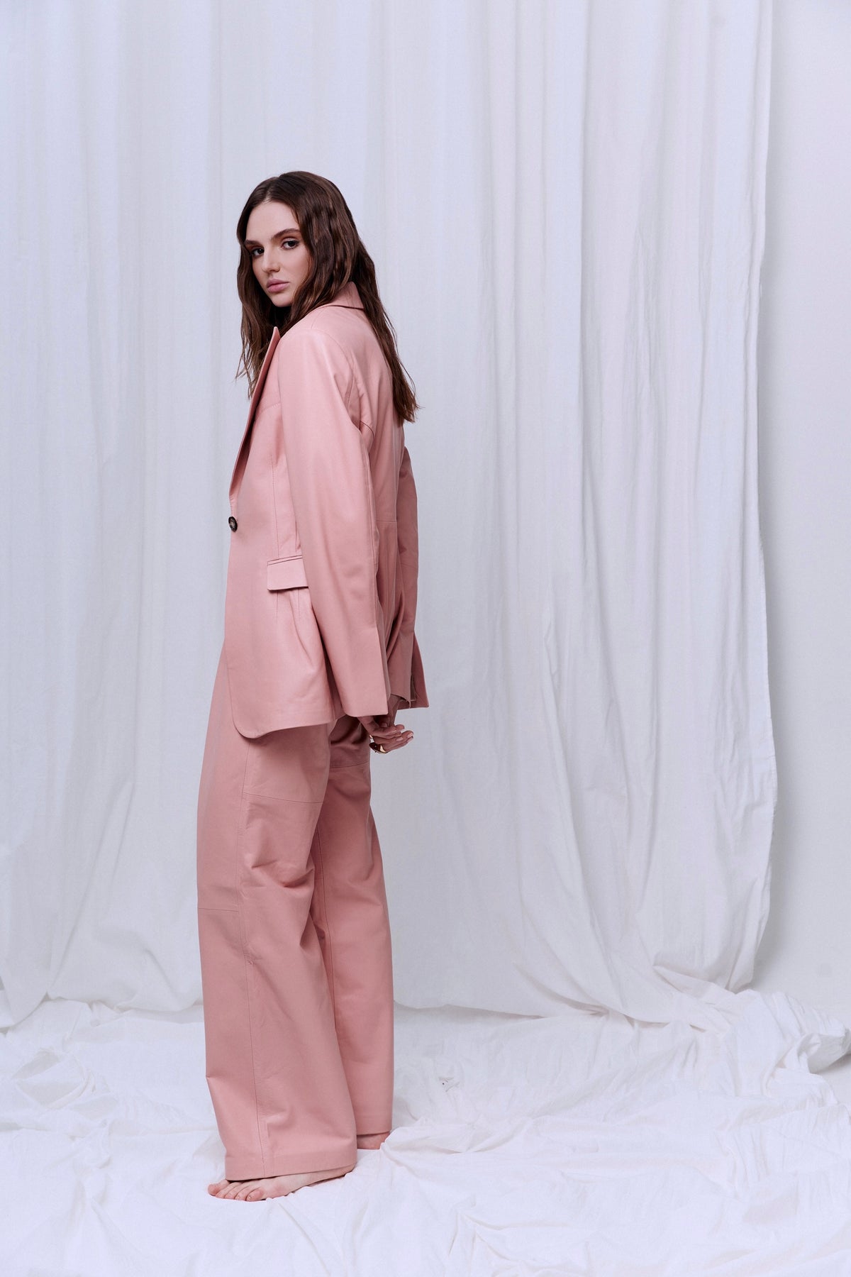 Spodnie z zakładkami / róż