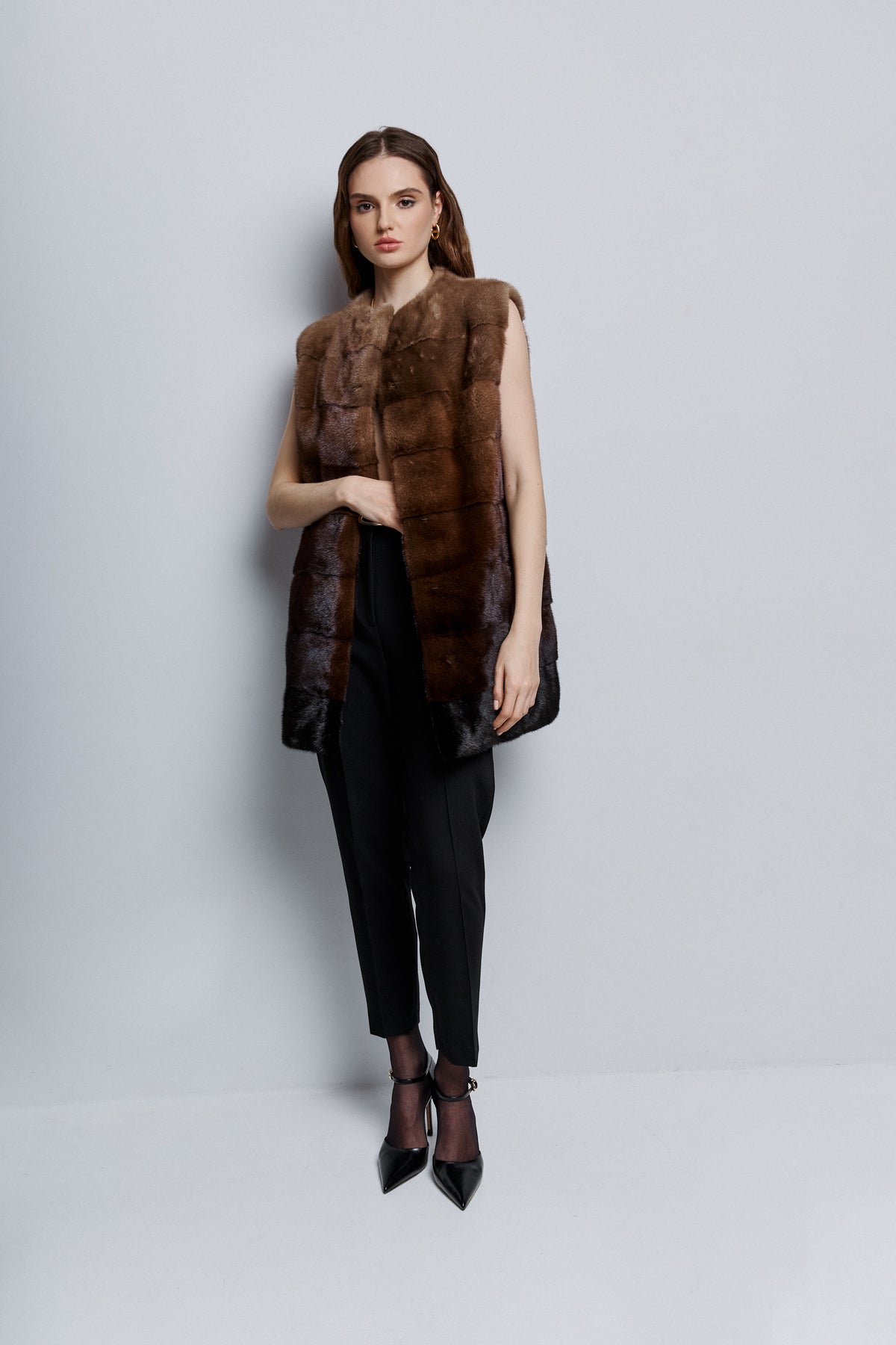 Kamizelka z norek z efektem gradientu / wersja krótsza