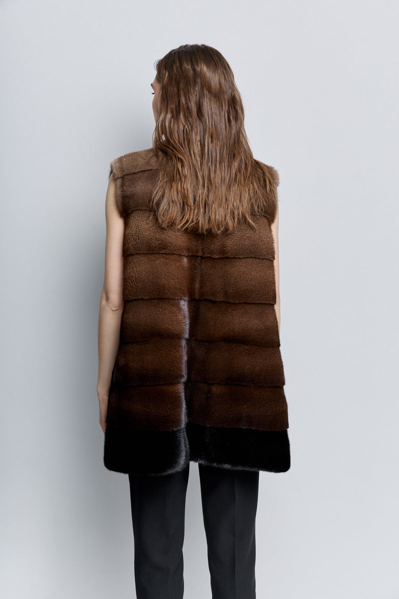 Kamizelka z norek z efektem gradientu / wersja krótsza