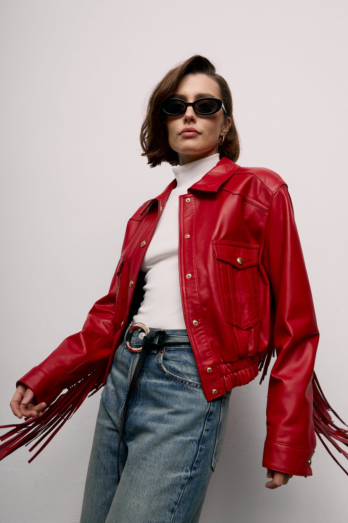 Bomber z frędzlami Rita / red