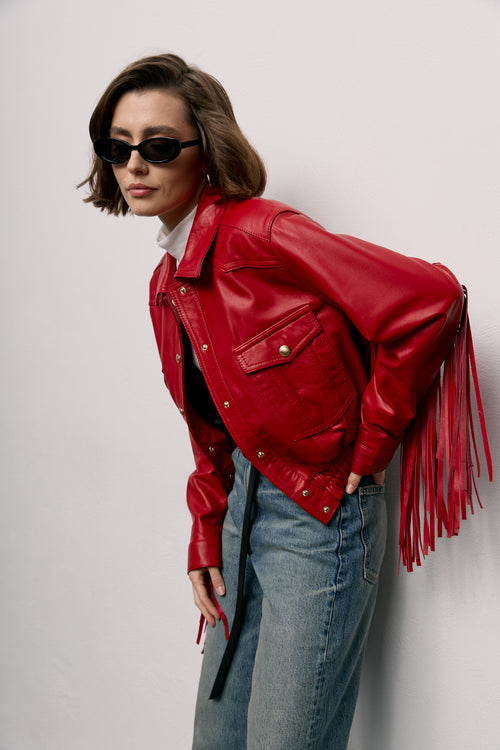 Bomber z frędzlami Rita / red