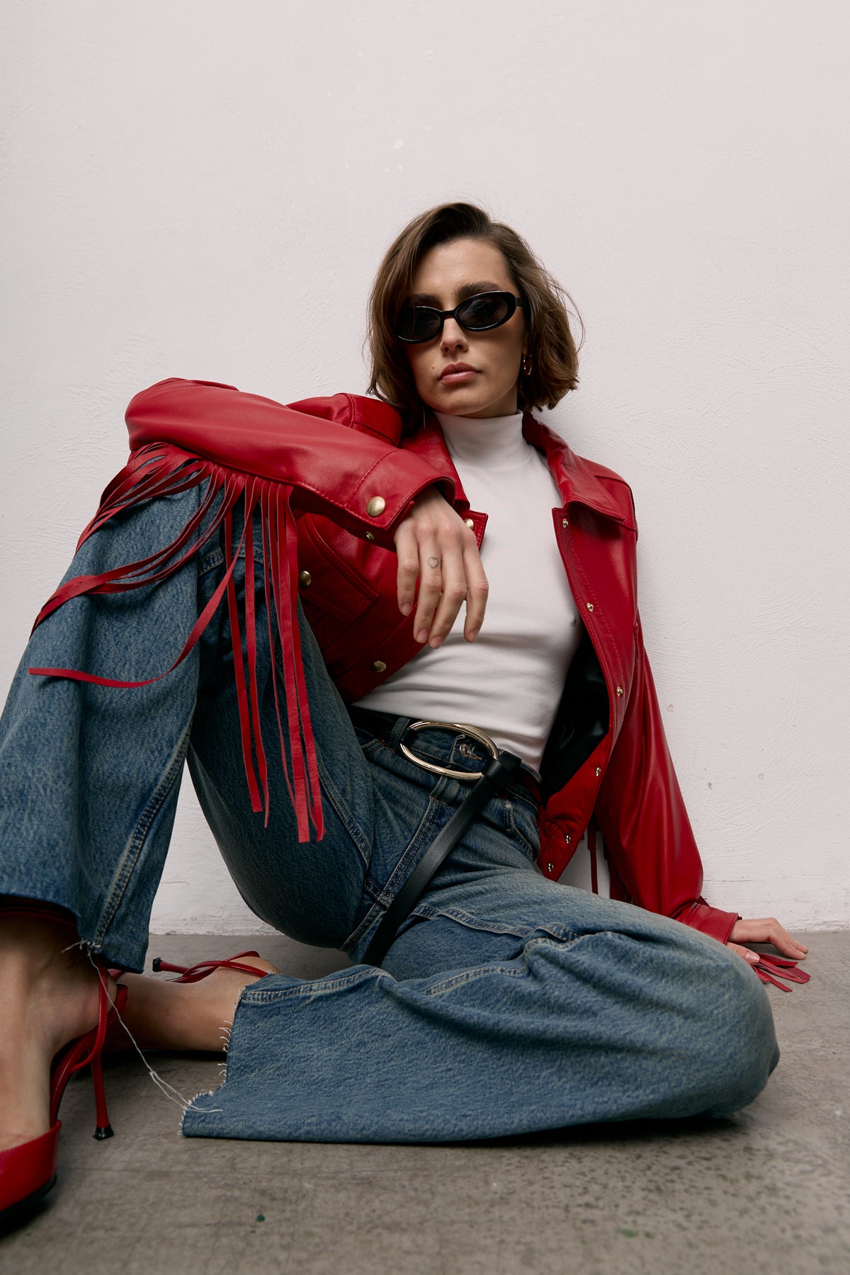 Bomber z frędzlami Rita / red