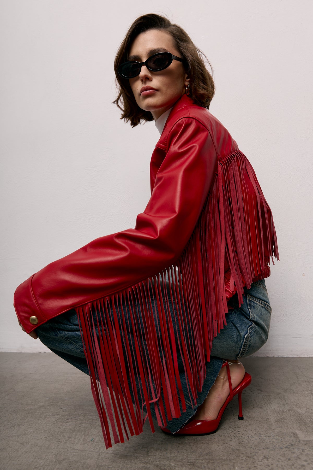 Bomber z frędzlami Rita / red