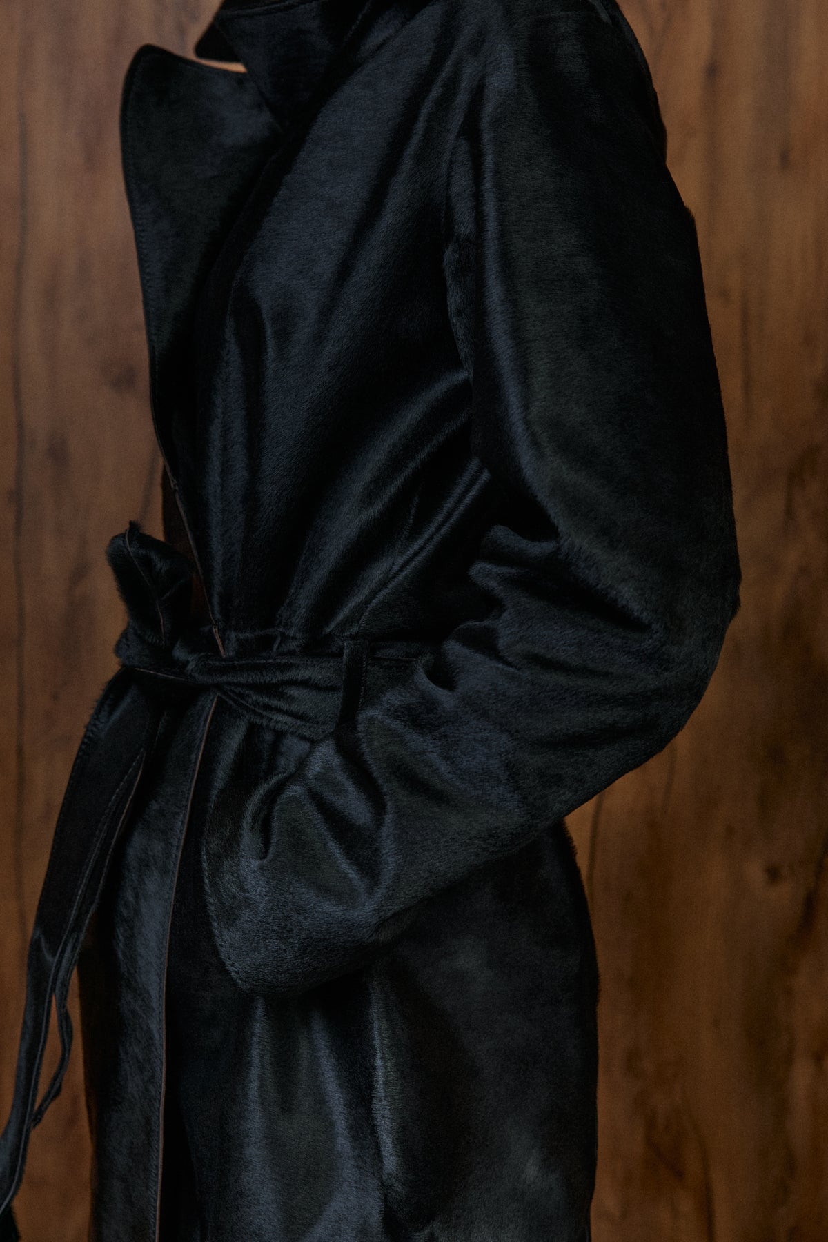 Płaszcz ze skóry cielęcej Cavallino / czarny