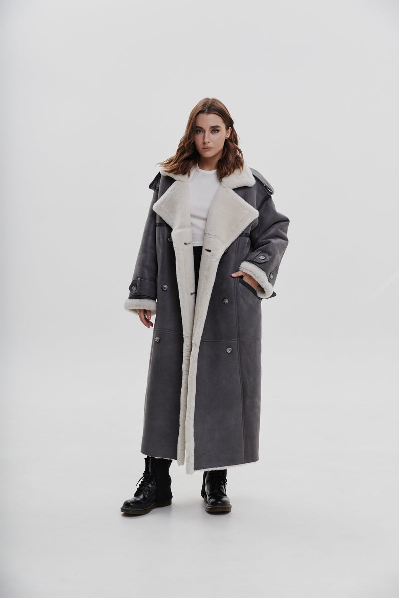 Kożuch oversize Noah / szary