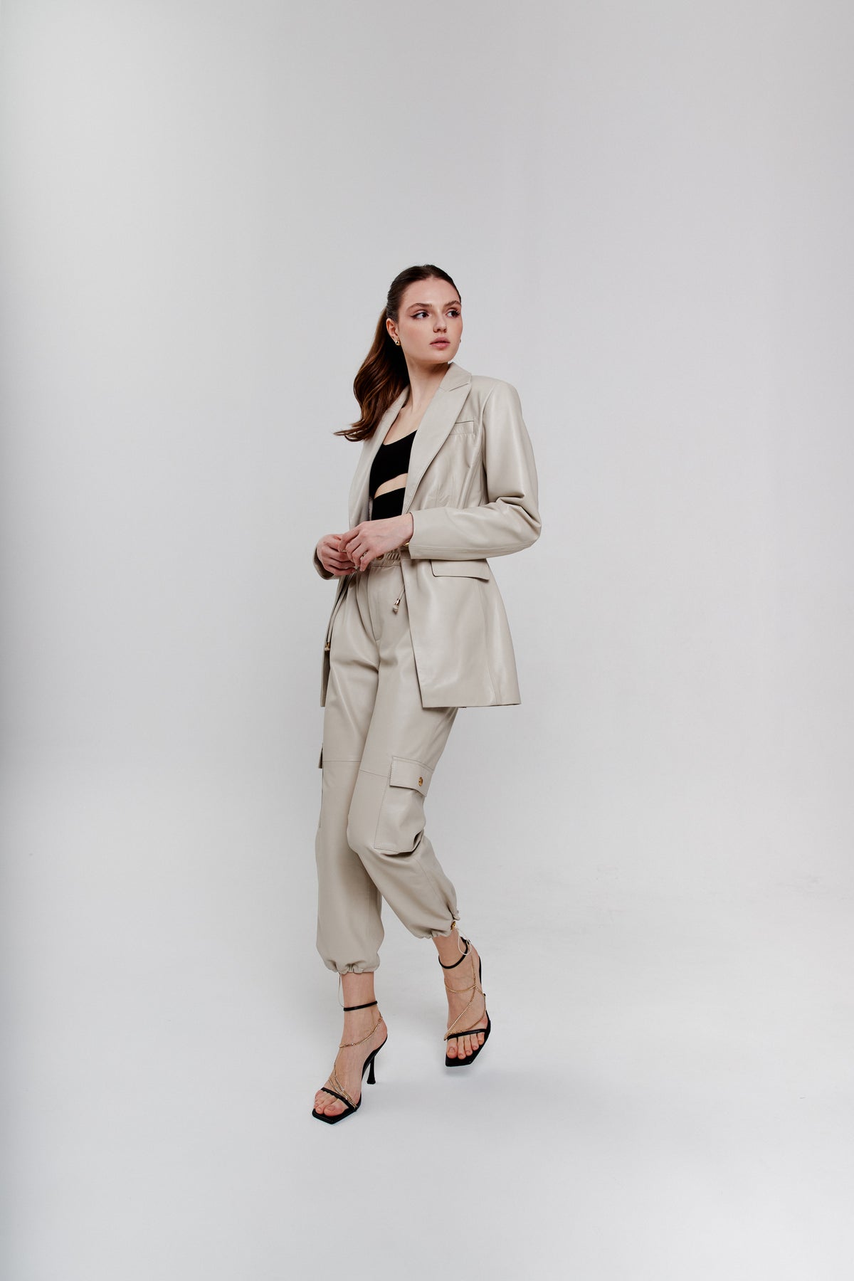 Marynarka ze skóry Tamar / off-white