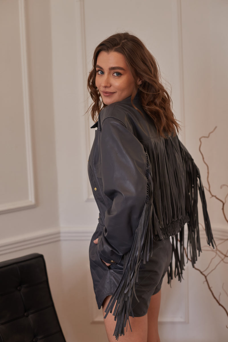 Bomberka z frędzlami Rita / grafit
