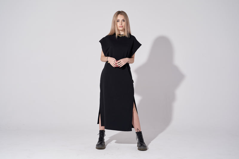 Długa sukienka dresowa / czarna