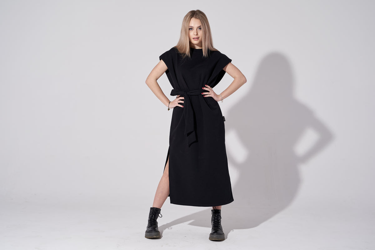 Długa sukienka dresowa / czarna