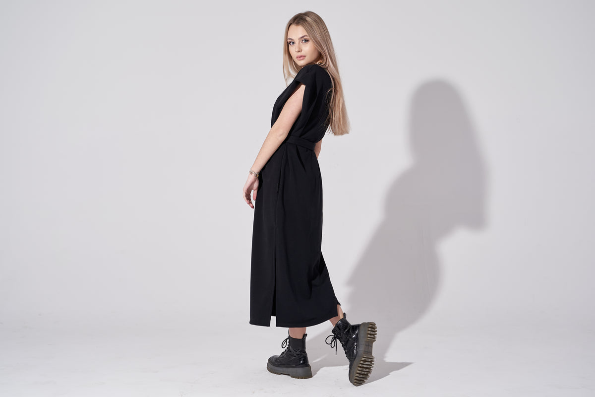 Długa sukienka dresowa / czarna