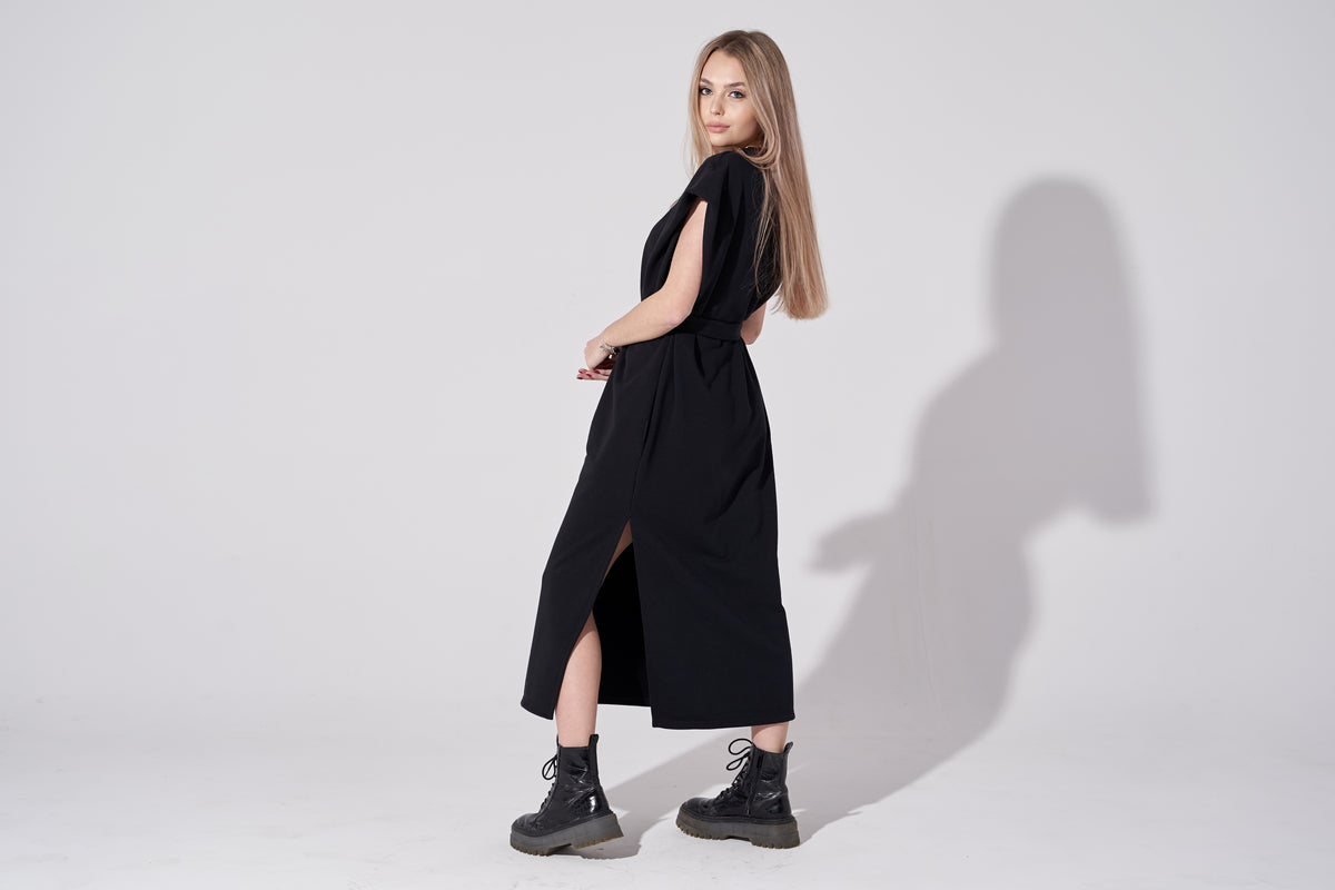 Długa sukienka dresowa / czarna