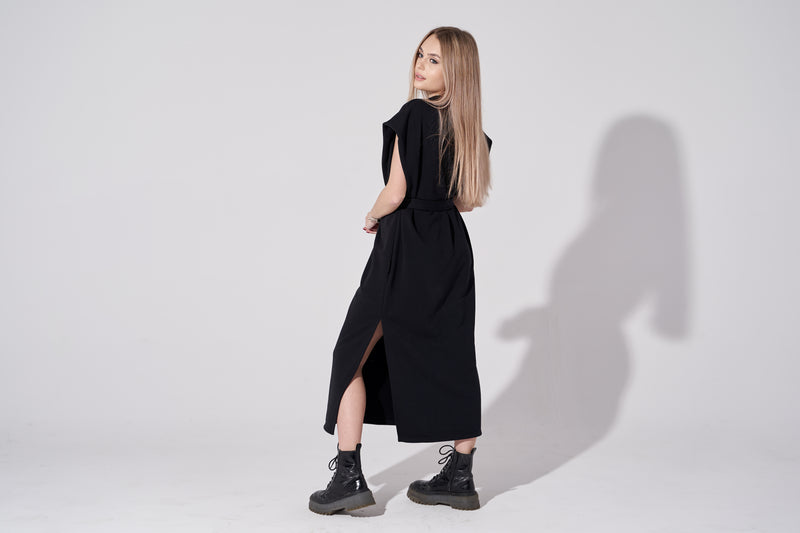 Długa sukienka dresowa / czarna