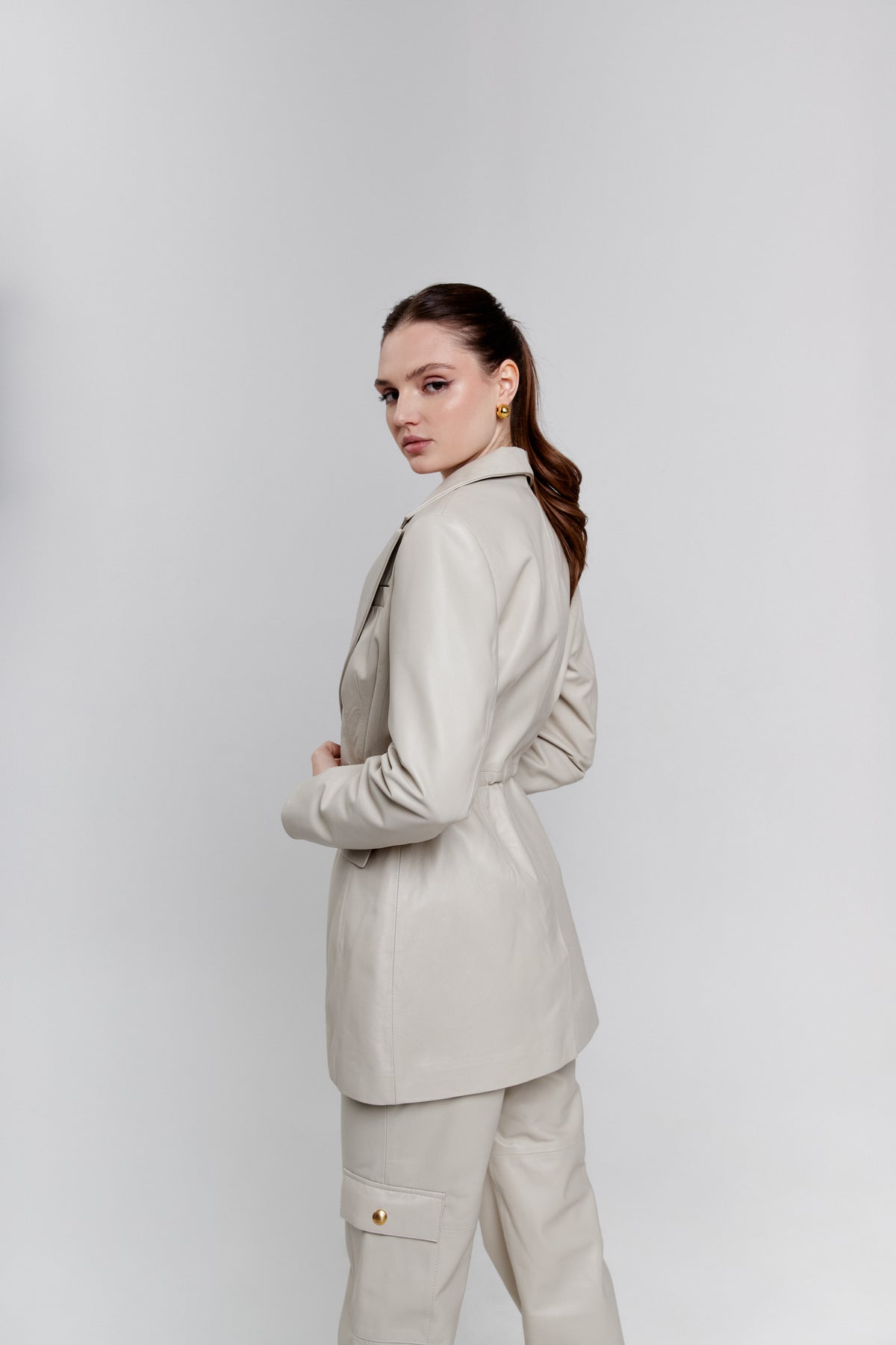 Marynarka ze skóry Tamar / off-white