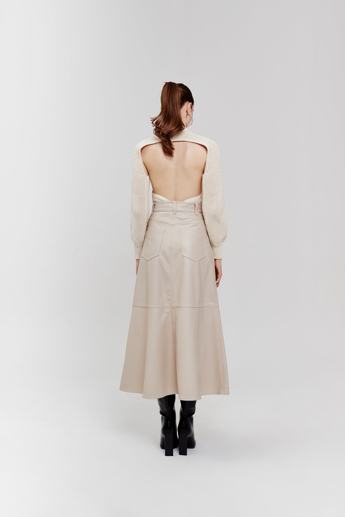 Spódnica maxi ze skóry / cream