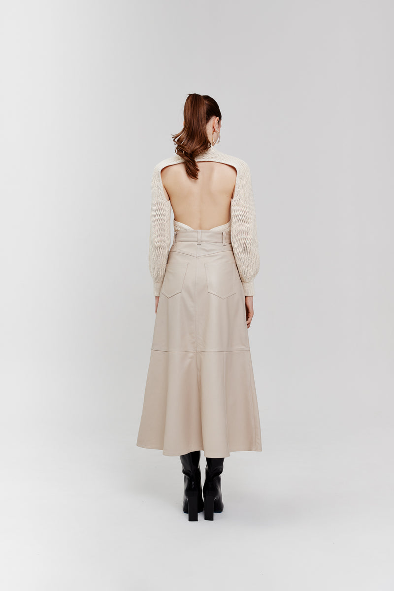 Spódnica maxi ze skóry / cream