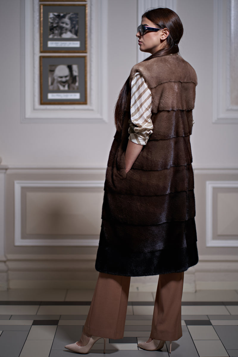 Kamizelka z norek z efektem gradientu